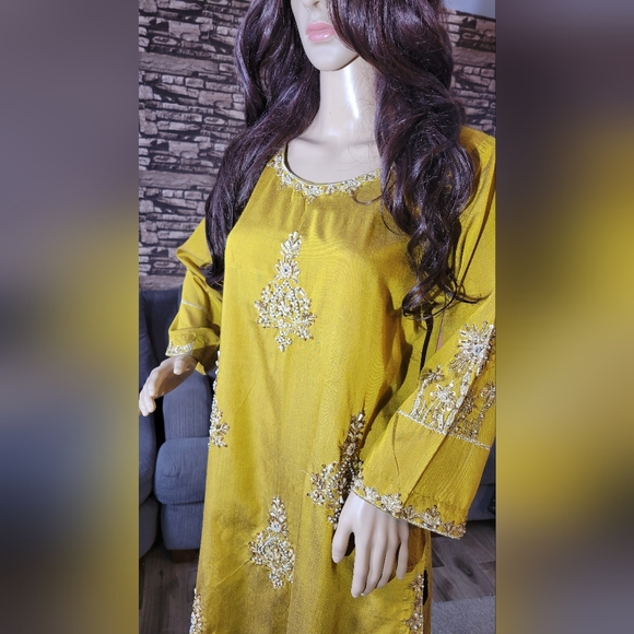 Pakistani Indian salwar kameez/ 2 peice salwar kameez suit/ China Raw Silk - Picture 6 of 7